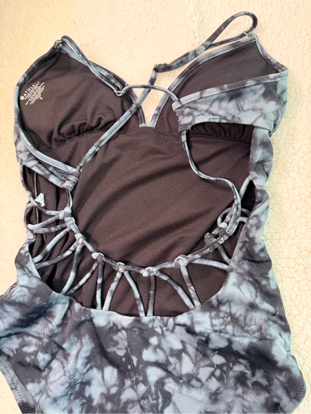 Athleta Blue Tie-Dye Strappy-Back One-Piece Swimsuit